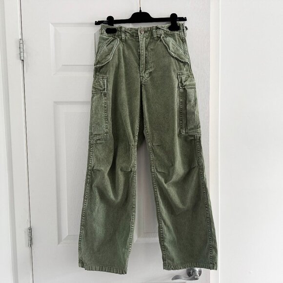 R13 Wide Leg Cargo Pant in Olive, size 23 ** these have been hemmed 2 - 3 inches - Picture 4 of 12